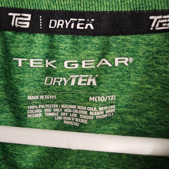 Boy's Tek Gear Short Sleeve T-Shirt Performance Drytek Medium 10-12 Green - Picture 3 of 5